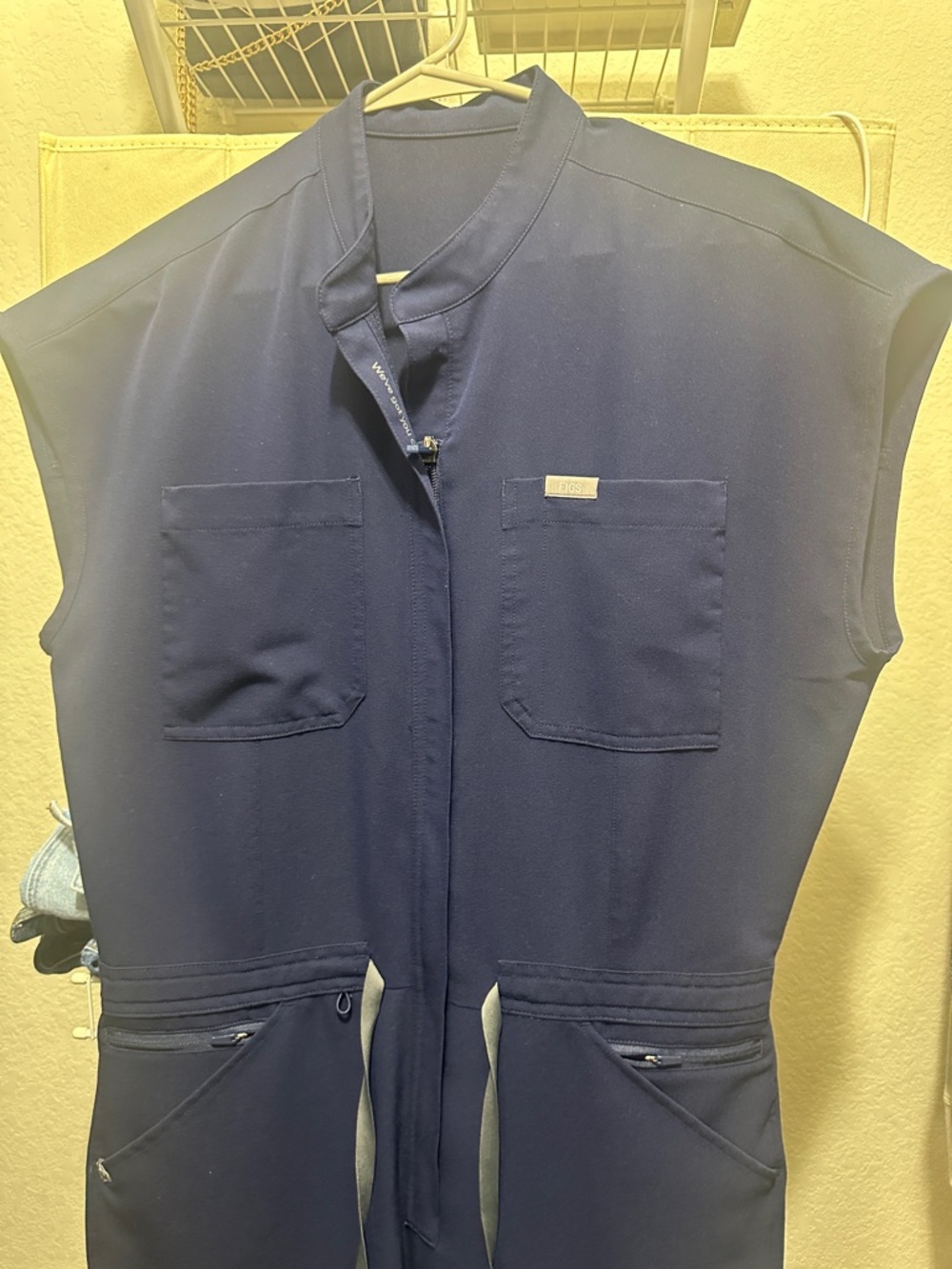 Figs Rafaela Navy Cap-Sleeve Cargo Jumpsuit - Picture 3 of 7